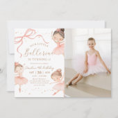 ピンクの小悪魔　私たちの小さなバレリーナの誕生日フォト 招待状 (正面)