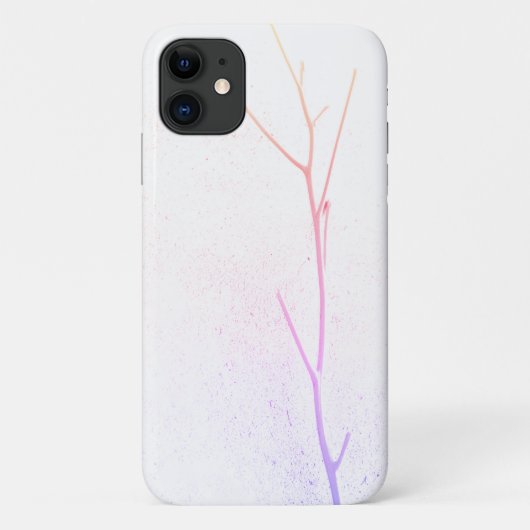 ピンクの小枝ホワイトコンクリートテクスチャiPhone 11ケース Case-Mate iPhoneケース (裏面)