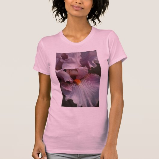 ピンクの小柄いピンクのアイリスワイシャツ Tシャツ (正面)