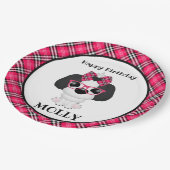 ピンクの小犬のパーソナライズな誕生会のナプキン ペーパープレート (アングル)