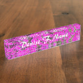 ピンクの小花アザレアの名入れフラワー デスクネームプレート (側面)