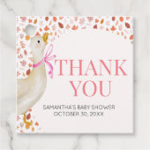 ピンクの小間抜けさなガチョウの赤ちゃんシャワー広場 フェイバータグ (正面)