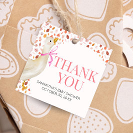 ピンクの小間抜けさなガチョウの赤ちゃんシャワー広場 フェイバータグ