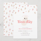 ピンクの少女の幽霊 ハロウィン 誕生日 ご招待 招待状 (正面/裏面)