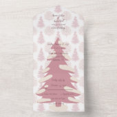 ピンクの屋外自然ツリー冬 オールインワン招待状 (内側)