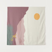 ピンクの山々bohoの風景 タペストリー (正面(横))