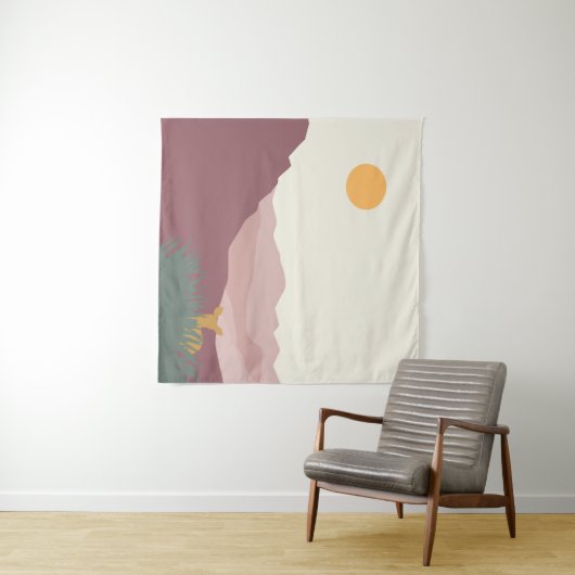 ピンクの山々bohoの風景 タペストリー (インサイチュ(横))