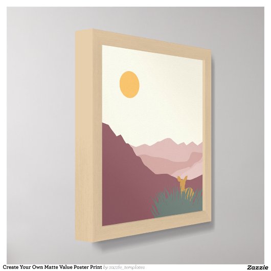 ピンクの山々bohoの風景 ポスター