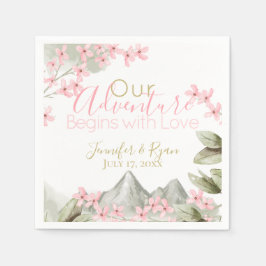 ピンクの山の花の冒険 スタンダードカクテルナプキン