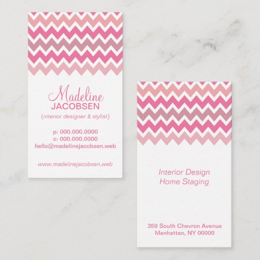 ピンクの山形 名刺 (正面/裏面)