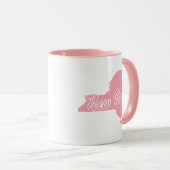 ピンクの州のニューヨークのシェイプマグカップ マグカップ (正面右)