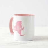 ピンクの州のニューヨークのシェイプマグカップ マグカップ (正面左)