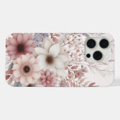 ピンクの差し色が可愛いボホフラワー柄 iPhoneケース (裏面横)
