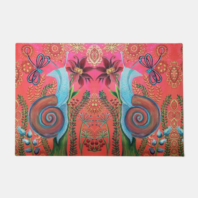 ピンクの巻貝 ドアマット (正面)