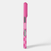 ピンクの市松模様とストライプのオーダーメイド Case-Mate iPhoneケース (裏面 / 右)