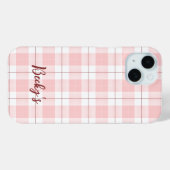 ピンクの市松模様と名前 Case-Mate iPhoneケース (裏面 (横))