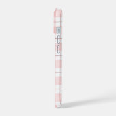 ピンクの市松模様と名前 iPhone 15ケース (左側面)