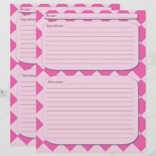 ピンクの市松模様にレシピ (正面/裏面)