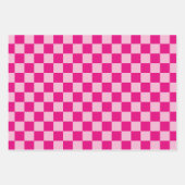 ピンクの市松模様3種 ラッピングペーパーシート (正面3)