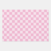 ピンクの市松模様3種 ラッピングペーパーシート (正面2)