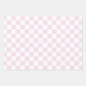 ピンクの市松模様3種 ラッピングペーパーシート (正面)
