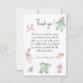 ピンクの布の赤ちゃんシャワーサンキューカード サンキューカード (正面)