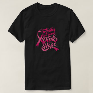 ピンクの希望のタイポグラフィTシャツ Tシャツ