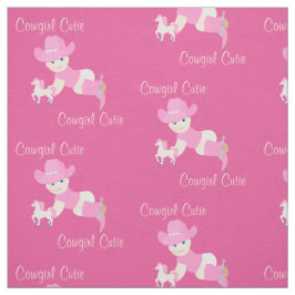 ピンクの帽子およびカウボーイ・ブーツの生地を持つベビーの女性のカーボーイ ファブリック