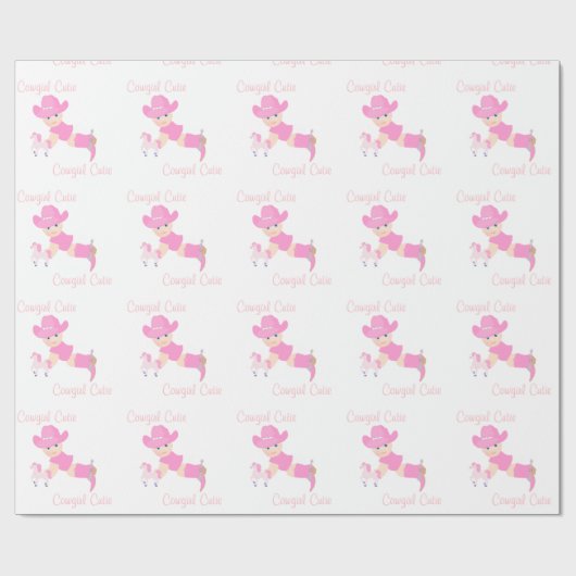 ピンクの帽子およびブーツの女性のカーボーイのかわいこちゃんのベビーの女性のカーボーイ ラッピングペーパー (フラット)