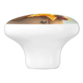 ピンクの帽子とスター名前をカスタムするの可愛いルーン セラミックノブ (側面)