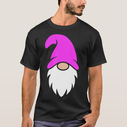 ピンクの帽子のクリスマス・ノーム Tシャツ (正面)