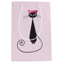 ピンクの帽子の子猫猫 ミディアムペーパーバッグ