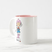 ピンクの帽子またはブーツのマグの棒の姿の女性のカーボーイ ツートーンマグカップ (正面左)