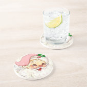 ピンクの帽子をかぶったかわいいクリスマスサンタ コースター (側面)