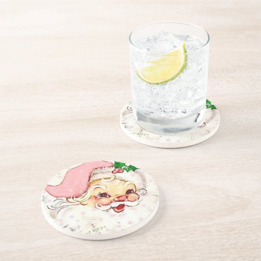 ピンクの帽子をかぶったかわいいクリスマスサンタ コースター (側面)