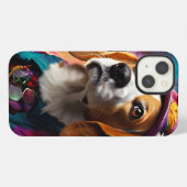  ピンクの帽子をかぶったビーグル iPhoneケース (裏面横)
