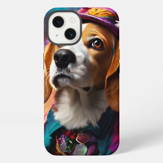 ピンクの帽子をかぶったビーグル iPhoneケース (裏面)