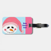 ピンクの帽子をかぶった雪だるま ラゲッジタグ (裏面横)