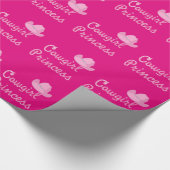ピンクの帽子を持つ女性のカーボーイのプリンセス ラッピングペーパー (角)