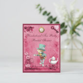 ピンクの帽子屋の不思議の国のお茶会のブライダルシャワー 招待状 (スタンド正面)