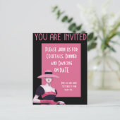 ピンクの帽子/手袋の上品な女性の招待状 インビテーションポストカード (スタンド正面)