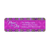 ピンクの平和と喜びのクリスマス ラベル (正面)