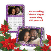 ピンクの平和と喜びの写真クリスマス カード