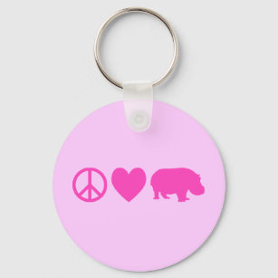 ピンクの平和の愛とカバ キーホルダー