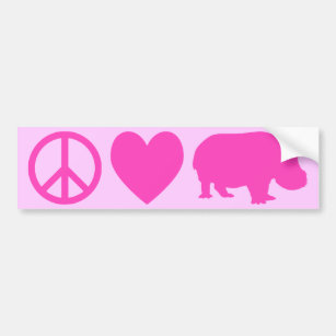 ピンクの平和の愛とカバ バンパーステッカー
