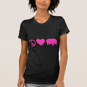 ピンクの平和の愛とカバ Tシャツ