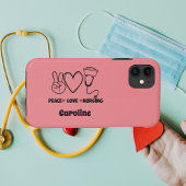 ピンクの平和の愛の看護の感謝 Case-Mate iPhoneケース
