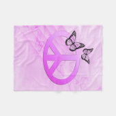 ピンクの平和 フリースブランケット (正面(横))