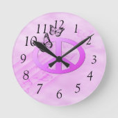 ピンクの平和 ラウンド壁時計 (正面)