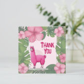 ピンクの幸せなスマイルのラマ サンキューカード (スタンド正面)